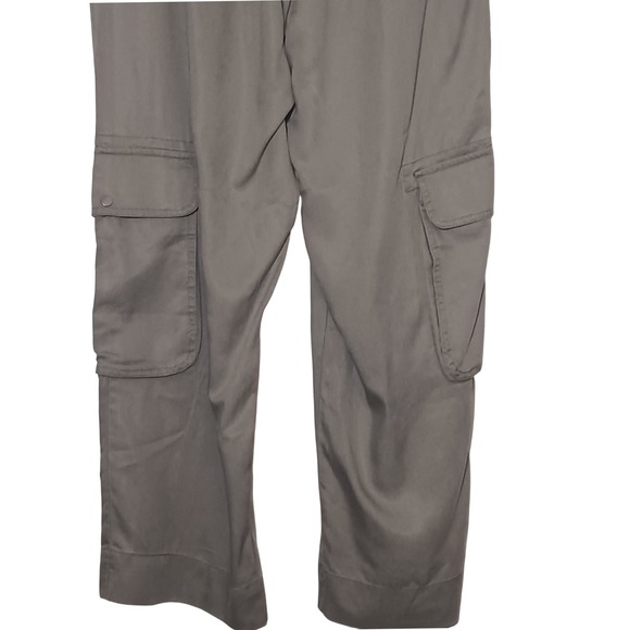 NWT Quince Vintage Wash Tencel Drawstring Cargo Pants Olive Green M Ankle Crop - Picture 9 of 12